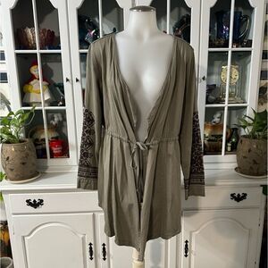 Knox Rose Jacket Cardigan Olive Green Embroidered Sz XS